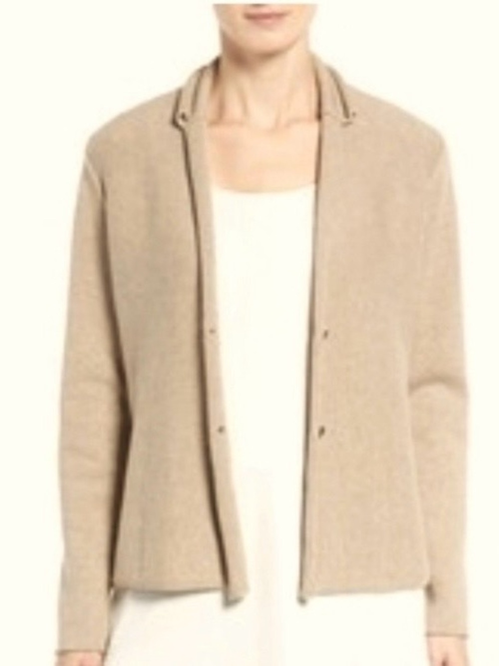 Eileen Fisher Cashmere Beige Button Cardigan